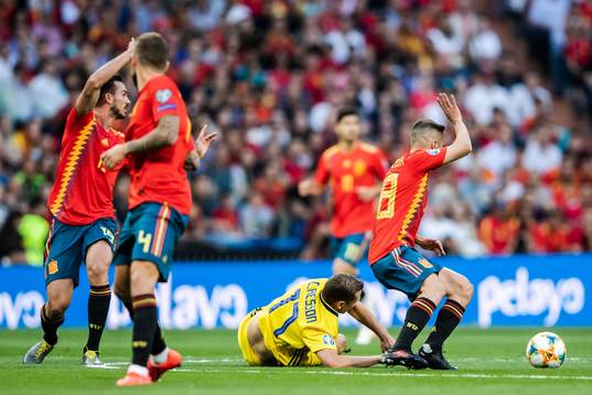 Viktor Claesson of Sweden in pain