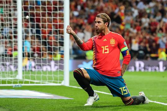 Sergio Ramos of Spain celebrates