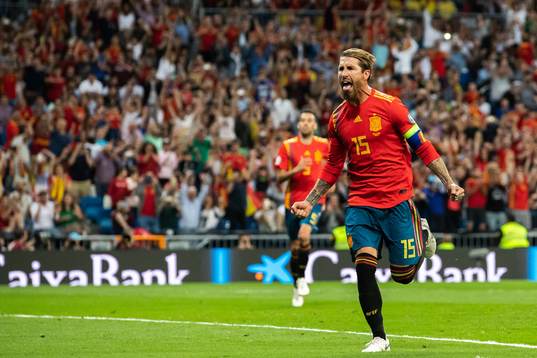 Sergio Ramos of Spain celebrates