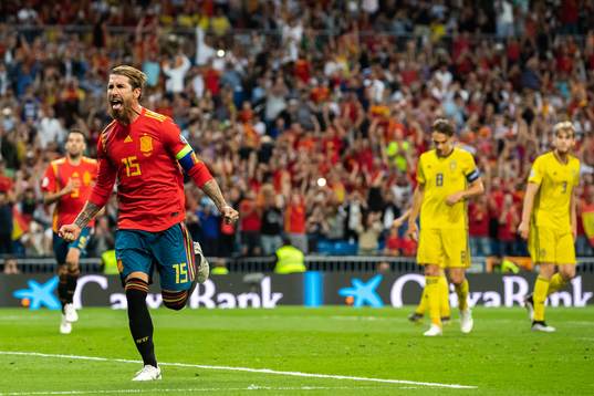 Sergio Ramos of Spain celebrates