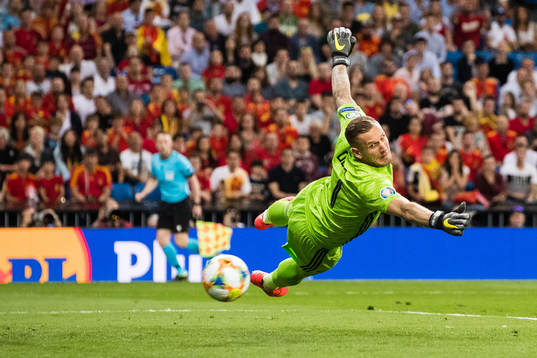 Alvaro Morata of Spain (not pictured) scores 2-0