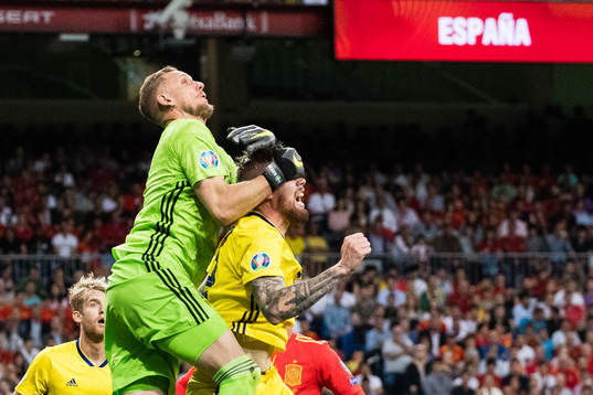 Goalkeeper Robin Olsen and Pontus Jansson