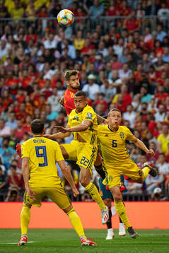 Marcus Berg, Robin Quaison and Ludwig Augustinsson in