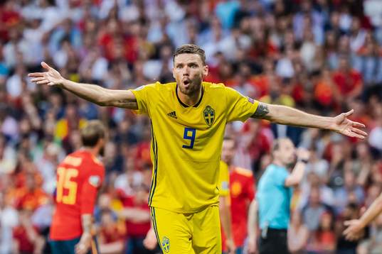 Marcus Berg of Sweden reacts