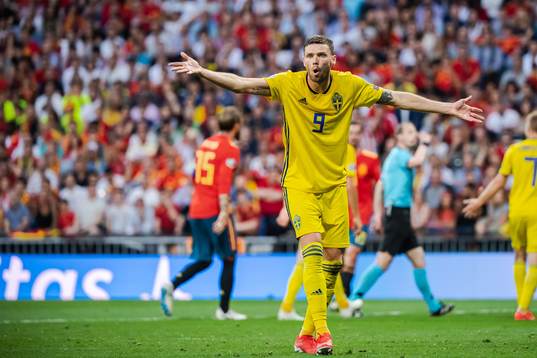 Marcus Berg of Sweden reacts