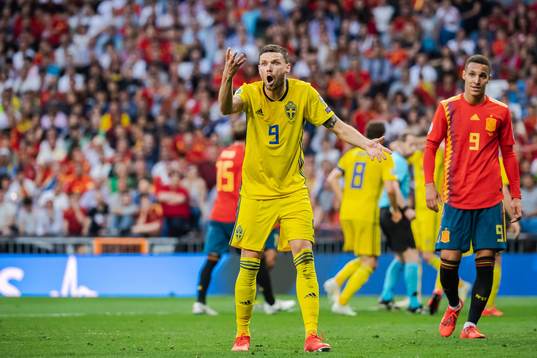 Marcus Berg of Sweden reacts