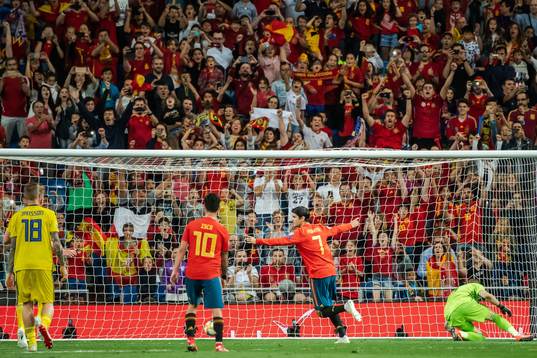 Alvaro Morata of Spain celebrates