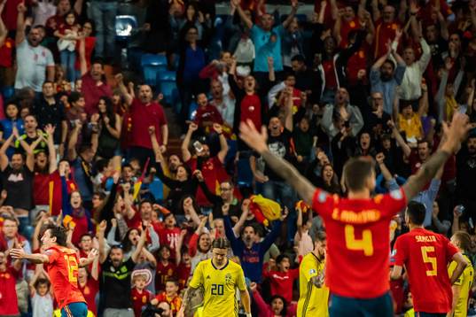 Mikel Oyarzabal of Spain celebrates