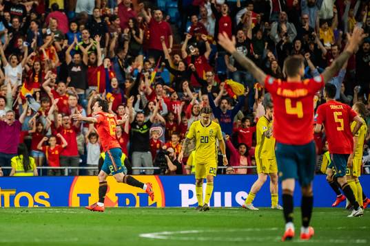 Mikel Oyarzabal of Spain celebrates
