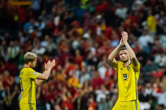 Marcus Berg of Sweden thank the supporters