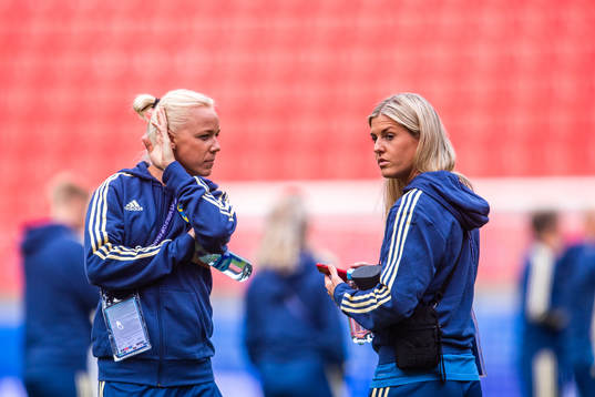 Caroline Seger and Olivia Schough of Sweden
