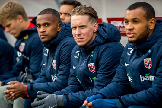 Ola Kamara, Stefan Johansen and Joshua King of Norway