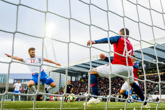 Rogvi Baldvinsson of Faroe Islands and Omar Elabdellaoui of