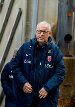 Lars Lagerbäck, head coach of Norway, at half time