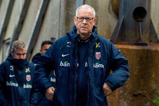 Lars Lagerbäck, head coach of Norway, at half time