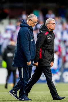 Lars Lagerbäck, head coach of Norway, and Lars Olsen, head