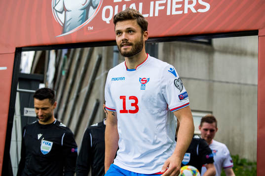 Rogvi Baldvinsson of Faroe Islands at half time