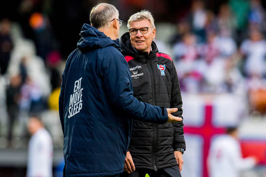 Lars Lagerbäck, head coach of Norway, and Lars Olsen, head