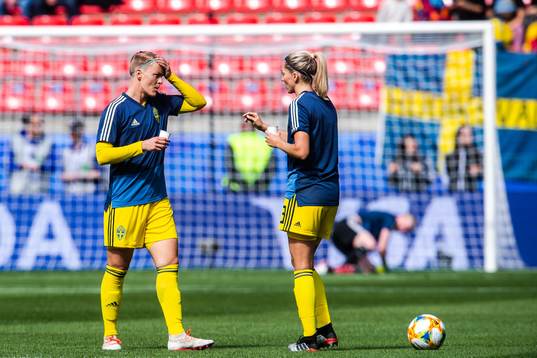 Nilla Fischer and Linda Sembrant of Sweden