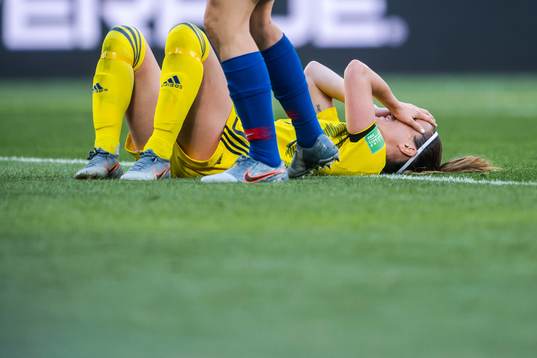 Kosovare Asllani of Sweden in pain