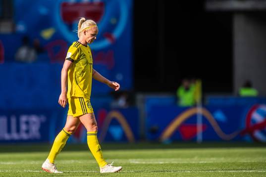 Caroline Seger of Sweden leaves the pitch in halftime