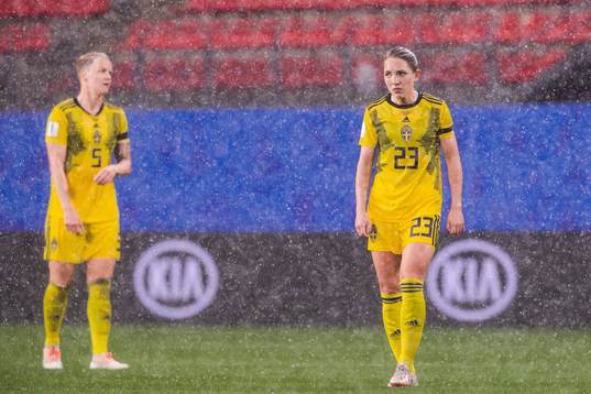 Nilla Fischer and Elin Rubensson of Sweden