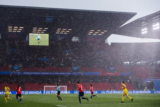 The match is interrupted due severe adverse weather