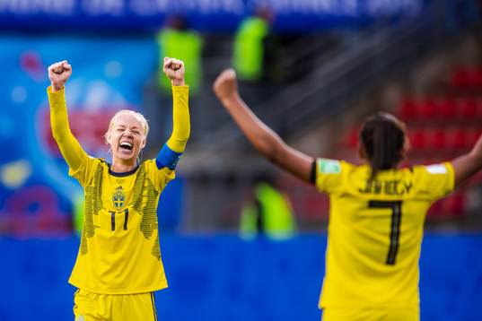 Caroline Seger of Sweden celebrates