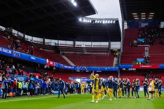 Players of Sweden celebrate
