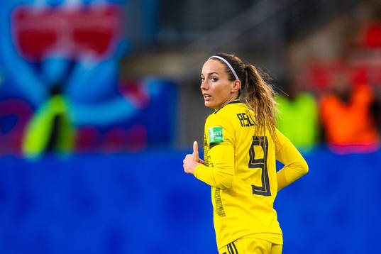 Kosovare Asllani of Sweden celebrates the 0-1 goal