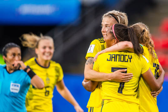 Lina Hurtig , Madelen Janogy and Anna Anvegård of Sweden