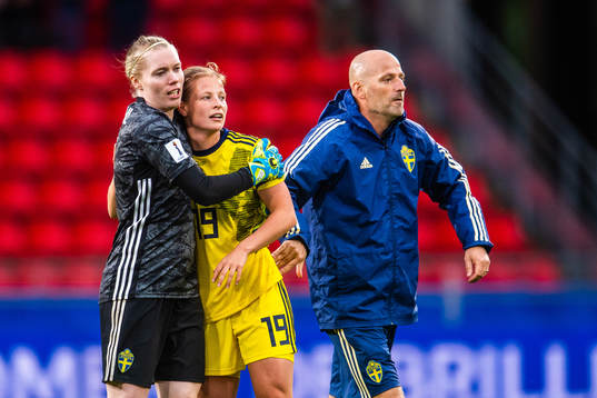 Goalkeeper Hedvig Lindahl , Anna Anvegård and Magnus