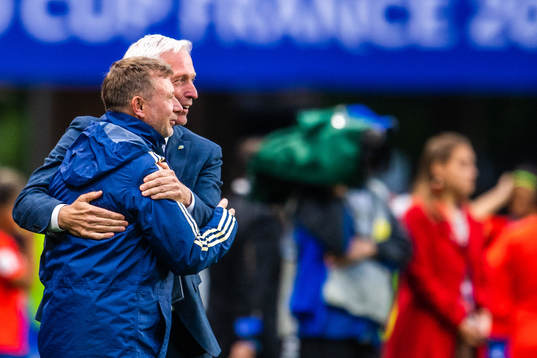 Peter Gerhardsson, Head coach of Sweden celebrates with