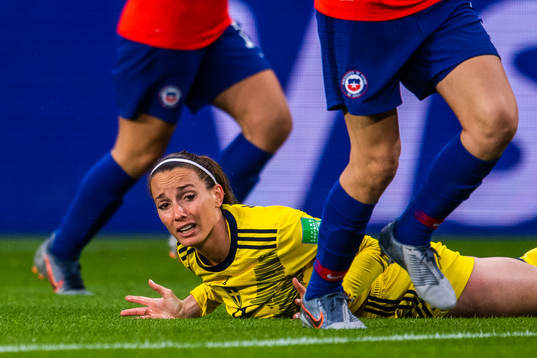 Kosovare Asllani of Sweden reacts