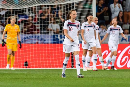 Caroline Graham Hansen of Norway looks dejected