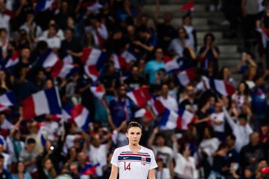 Ingrid Syrstad Engen of Norway looks dejected