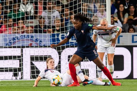 Maren Nævdal Mjelde of Norway and Kadidiatou Diani of