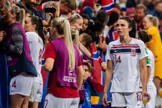 Ingrid Syrstad Engen of Norway looks dejected