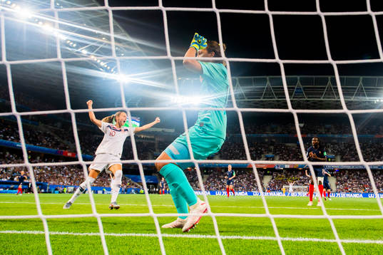 Caroline Graham Hansen of Norway celebrates and goalkeeper