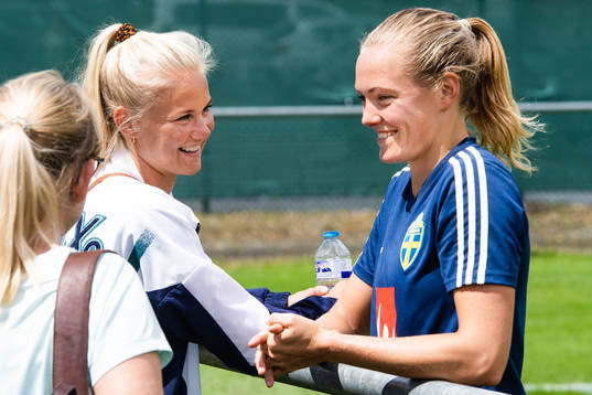 Magdalena Eriksson of Sweden with girlfriend Pernille Harder