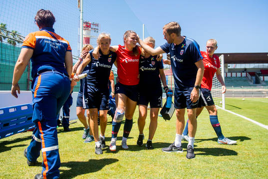Emilie Bosshard Haavi of Norway is receiving medical