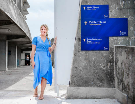 Anna Brolin of Swedish television network Tv4,  poses for a