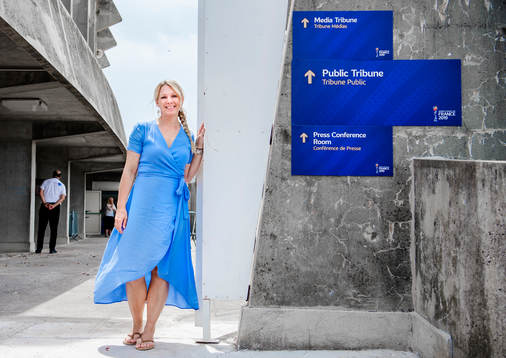 Anna Brolin of Swedish television network Tv4,  poses for a