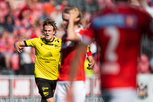 Tobias Christensen of Start celebrates scoring 3-2