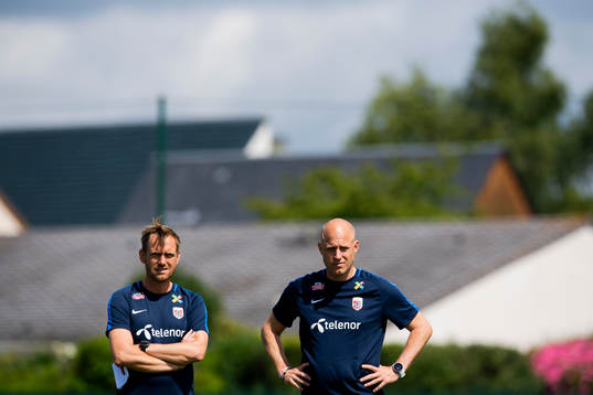 Martin Sjögren, head coach of Norway, and Anders Jacobson,