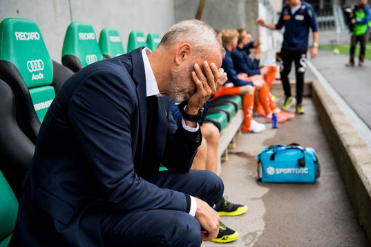 Lars Bohinen, head coach of Aalesund, looks dejected