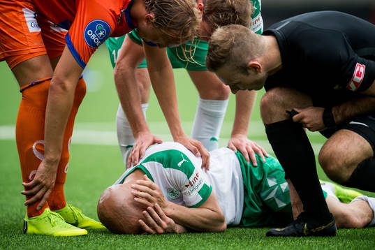 Hans Norbye of HamKam with an injury