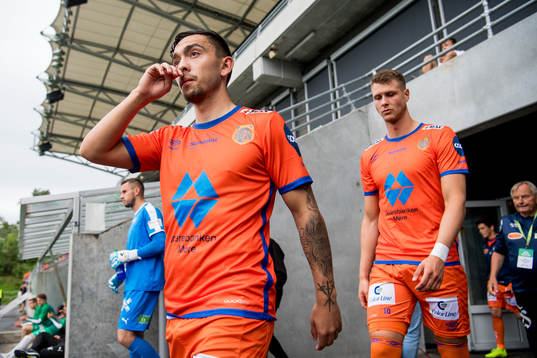 Niklas Castro of Aalesund enters the pitch