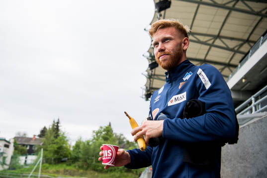 Oddbjørn Lie of Aalesund enters the pitch