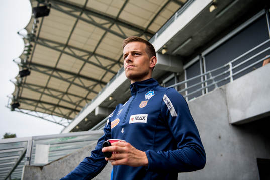 Jonas Grønner of Aalesund enters the pitch